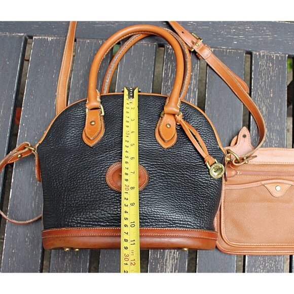 Vintage Dooney & Bourke LARGE (12") Norfolk Satchel, Black + British Tan, USA - Picture 15 of 15